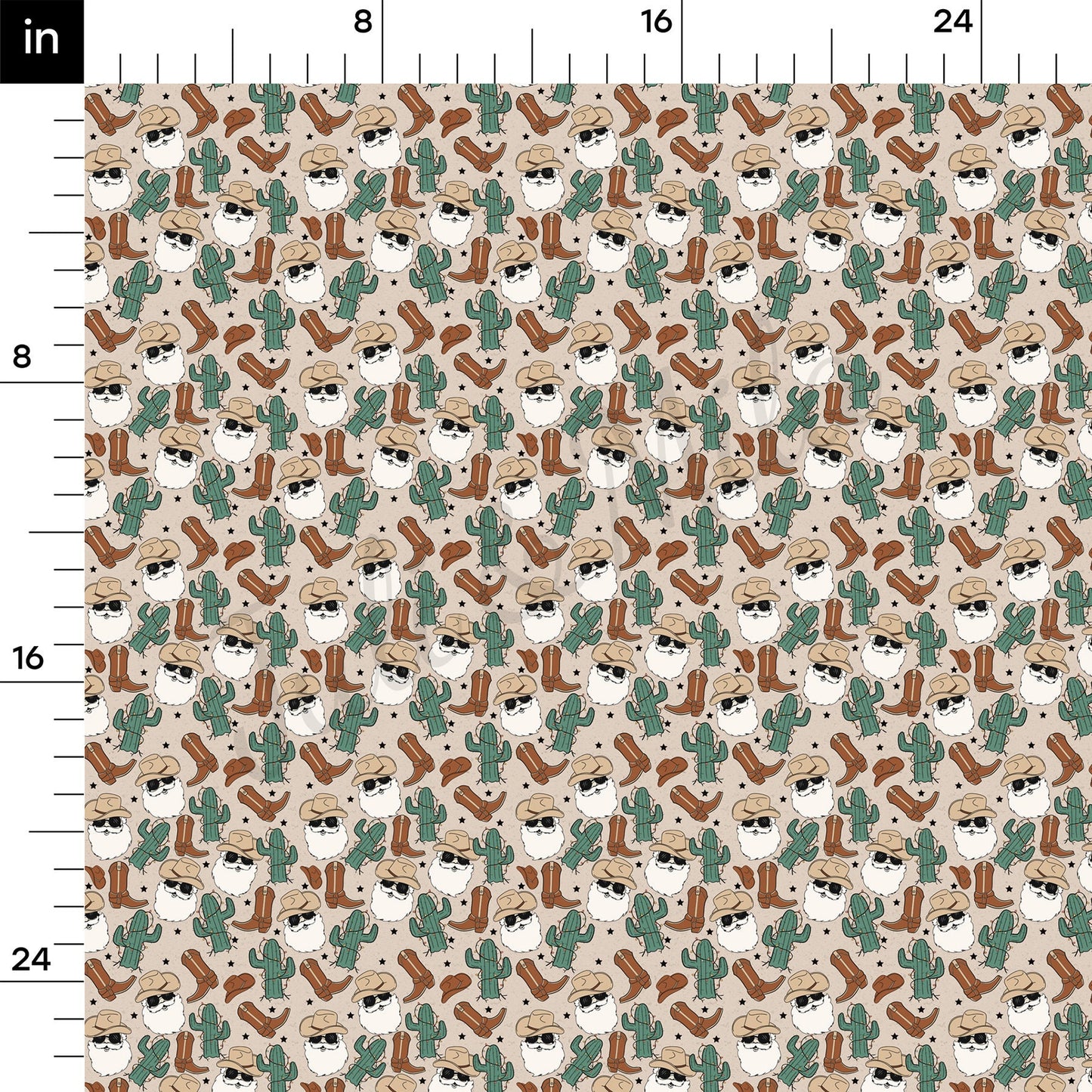 Christmas western Santa  Fabric AA941