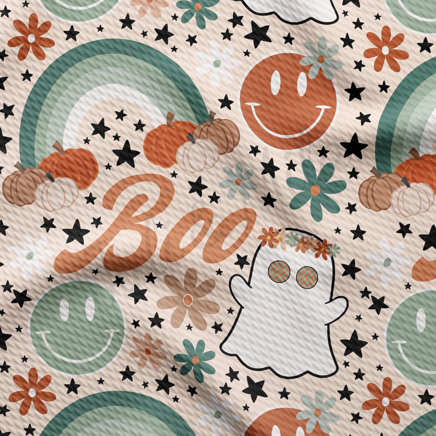 Pumpkin Boo Bullet Halloween Fabric AA936