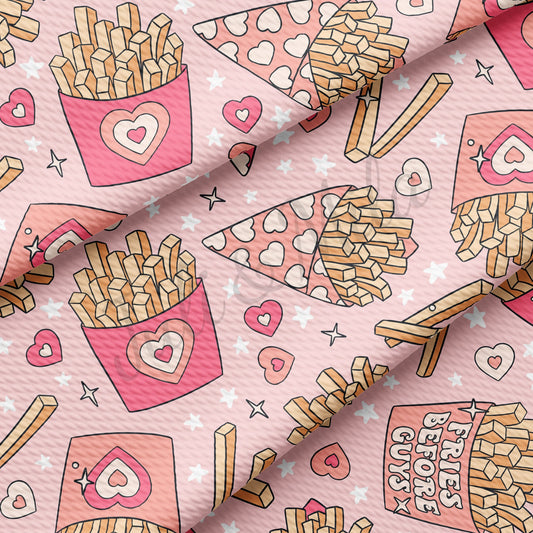 Fries before Guys Valentines Day Bullet Textured Fabric AA1063