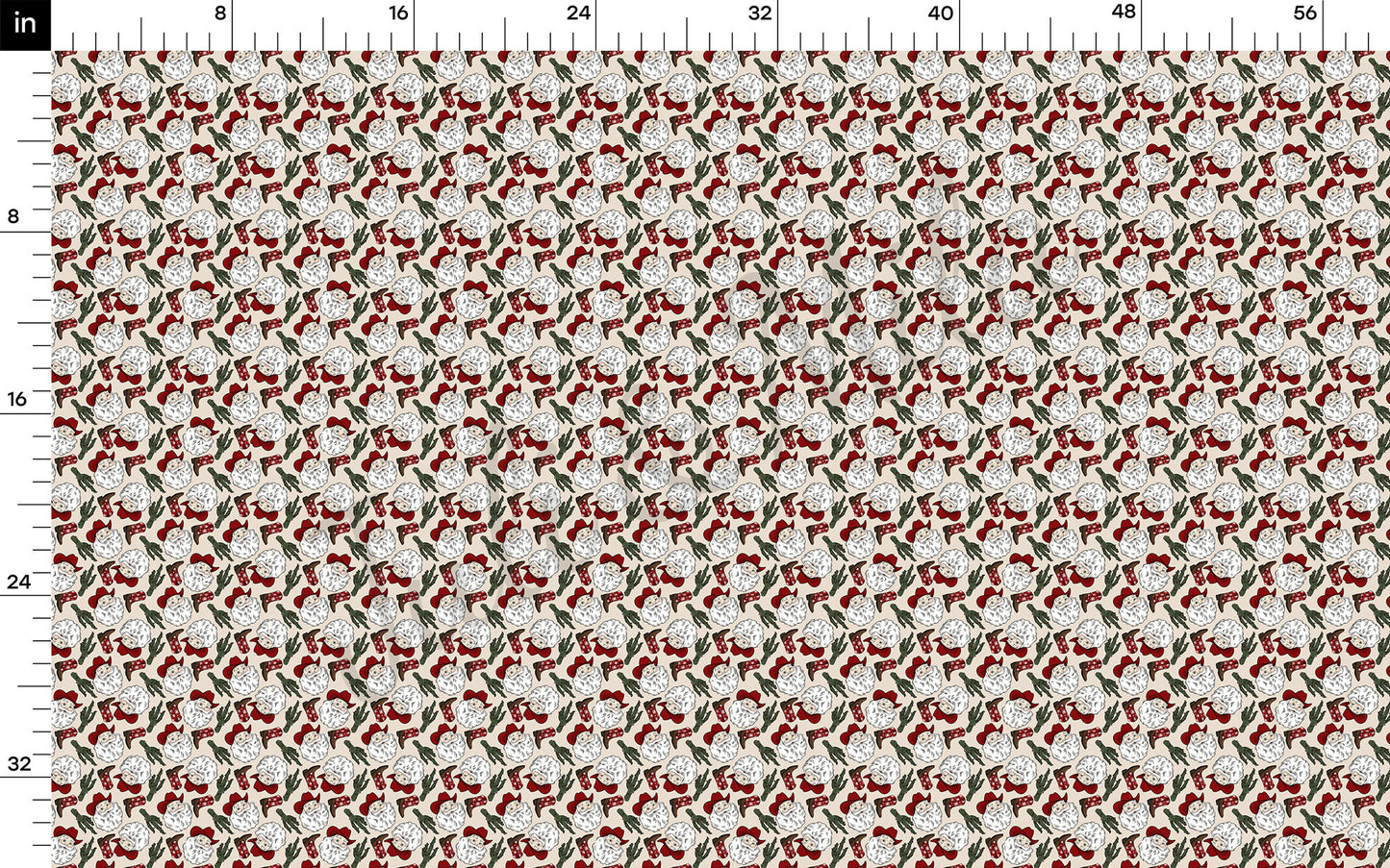 Christmas Santa Western  Bullet Textured Fabric AA1070