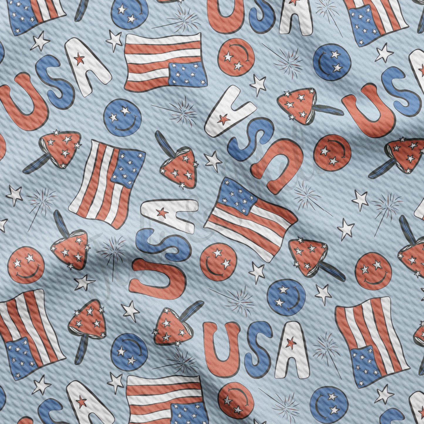 Patriotic 4th of July Textured Fabric AA1229