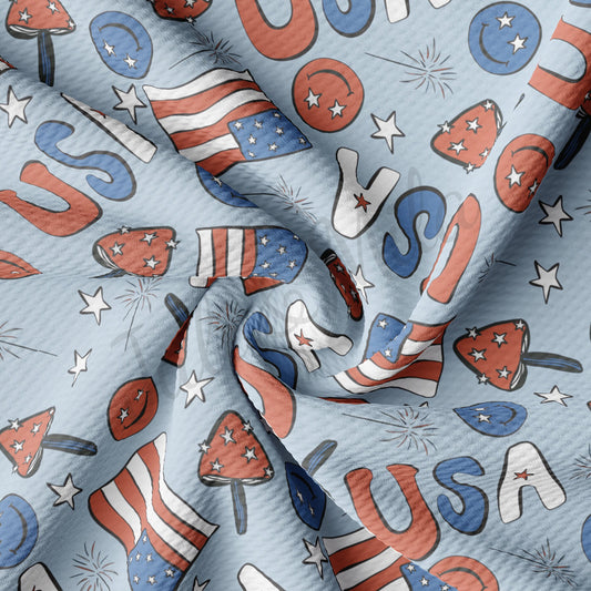 Patriotic 4th of July Textured Fabric AA1229