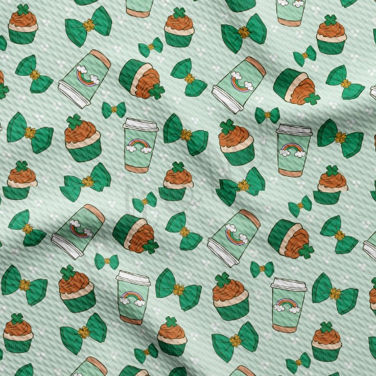 St. Patrick&#39;s Day Printed Liverpool Bullet Textured Fabric by the yard 4Way Stretch Solid Strip Thick Knit Jersey Liverpool Fabric10