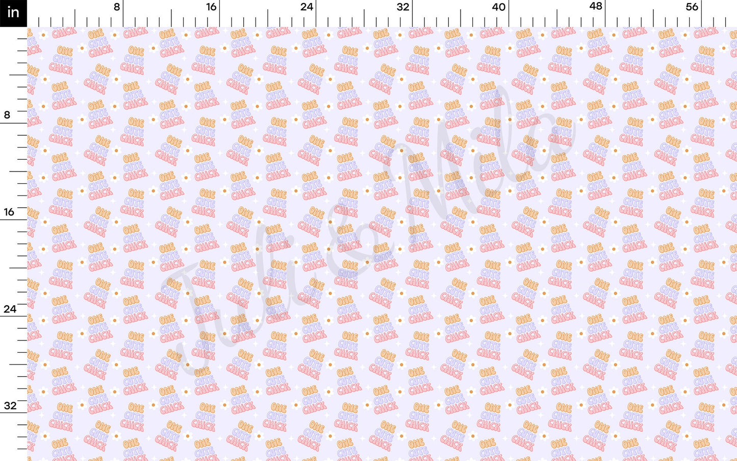 One Cute Chick Easter Printed  Bullet Textured Fabric AA1401