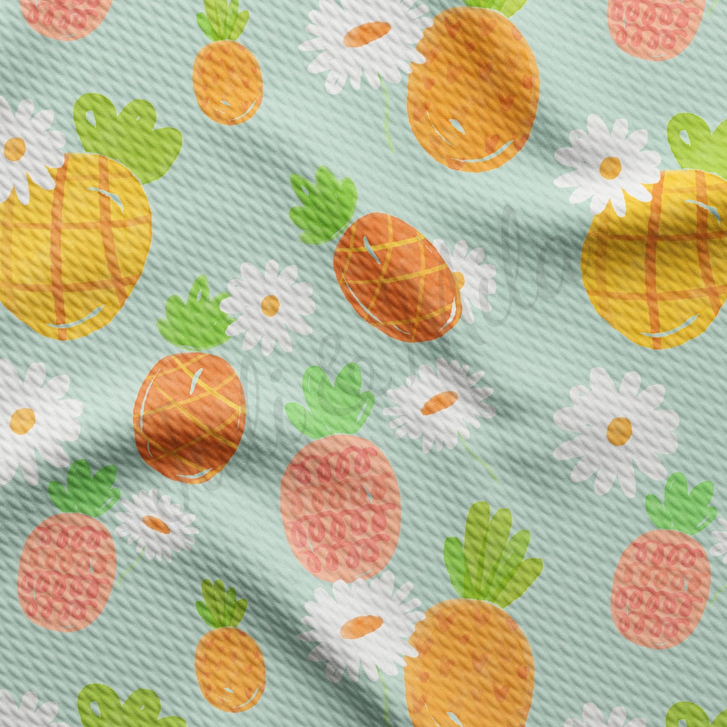 Summer Pineapple Printed Bullet Textured Fabric AA1457