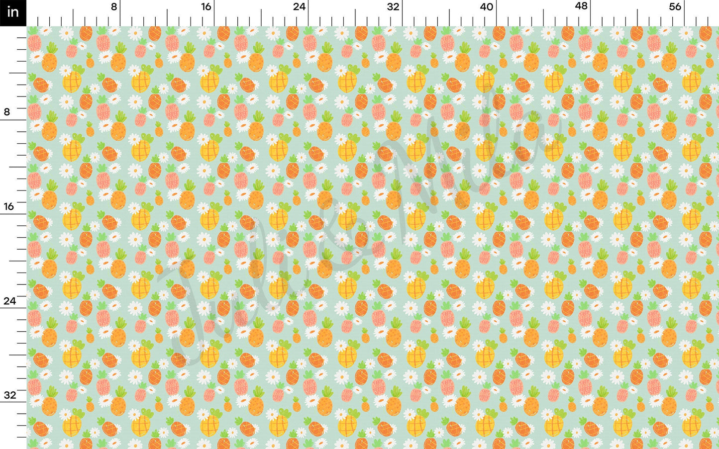 Summer Pineapple Printed Bullet Textured Fabric AA1457