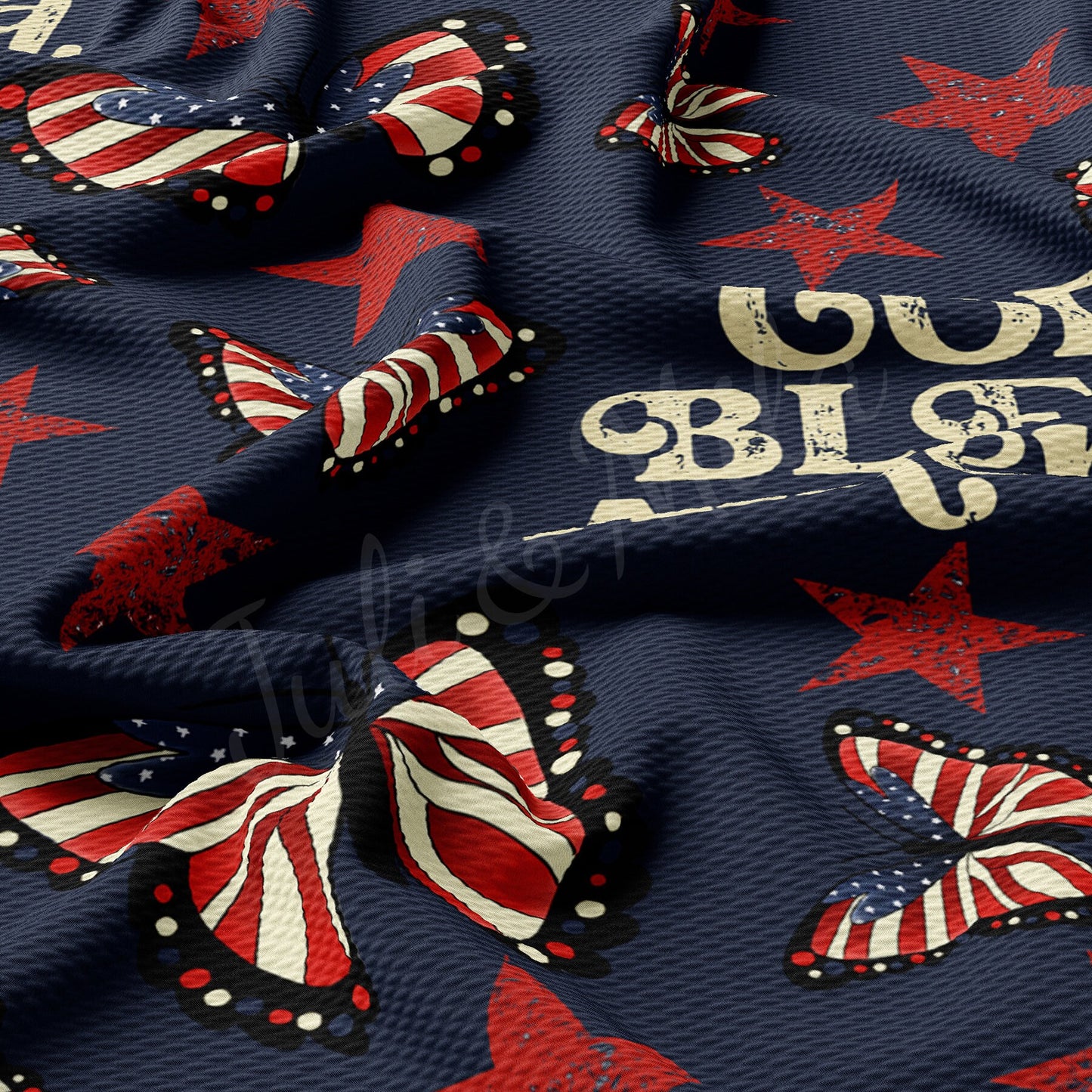 God Bless America 4th of July Bullet Textured Fabric  AA1501