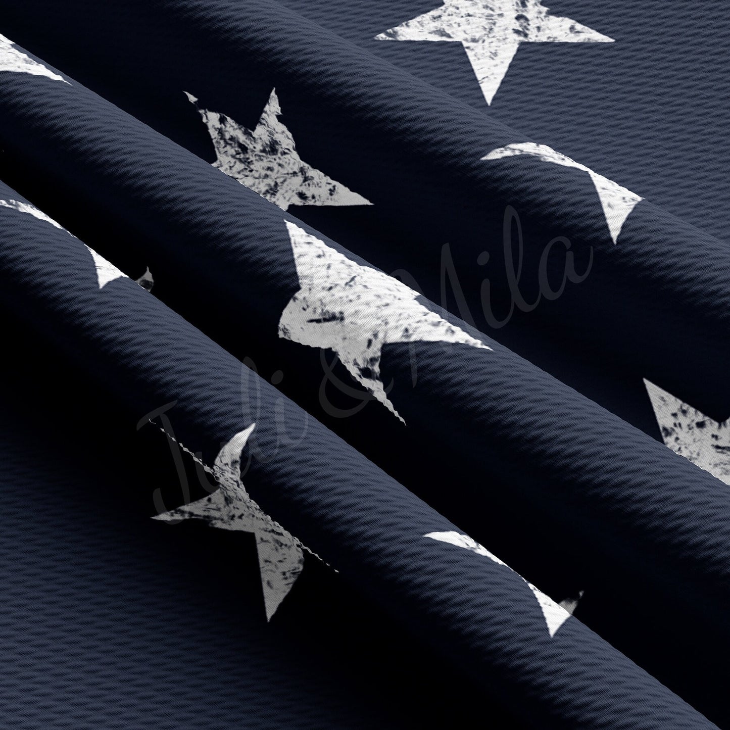4th of July Navy Stars Patriotic Bullet Textured Fabric AA1533
