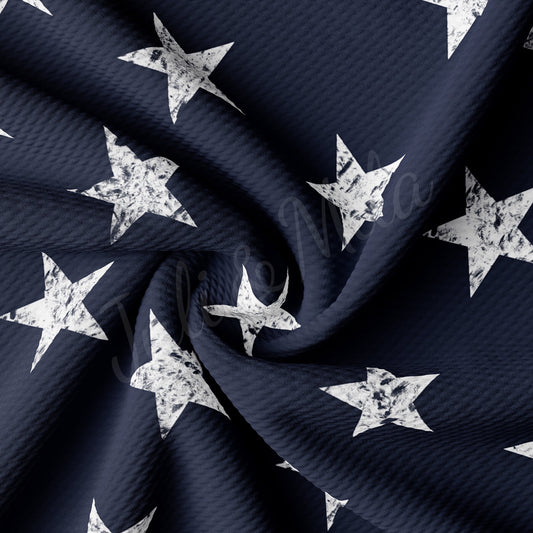 4th of July Navy Stars Patriotic Bullet Textured Fabric AA1533