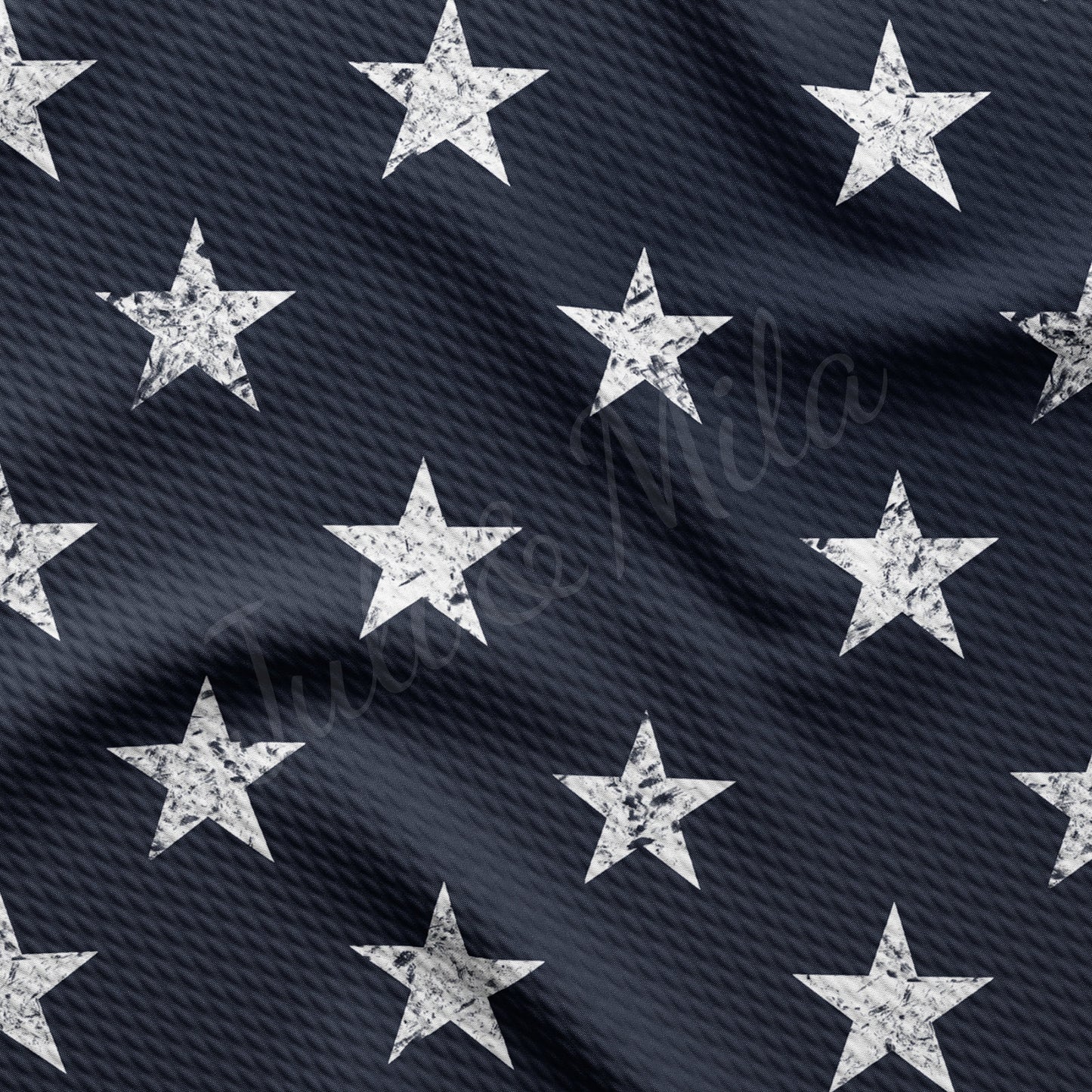 4th of July Navy Stars Patriotic Bullet Textured Fabric AA1533