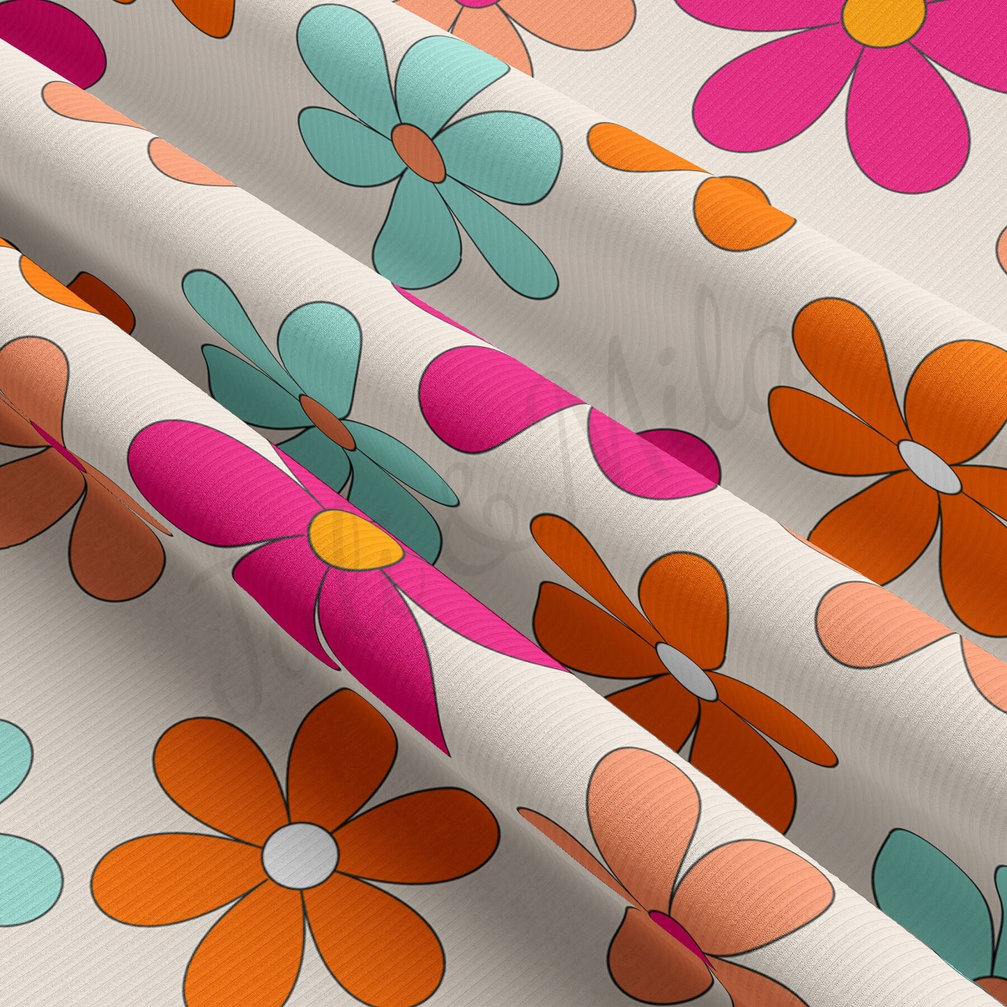 Floral Rib Knit Fabric RBK1570