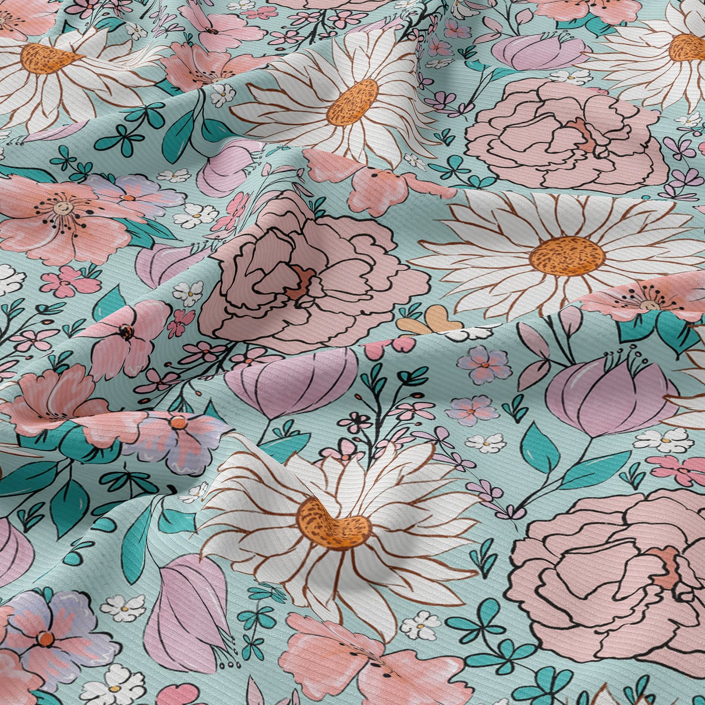 Floral Rib Knit Fabric RBK1584