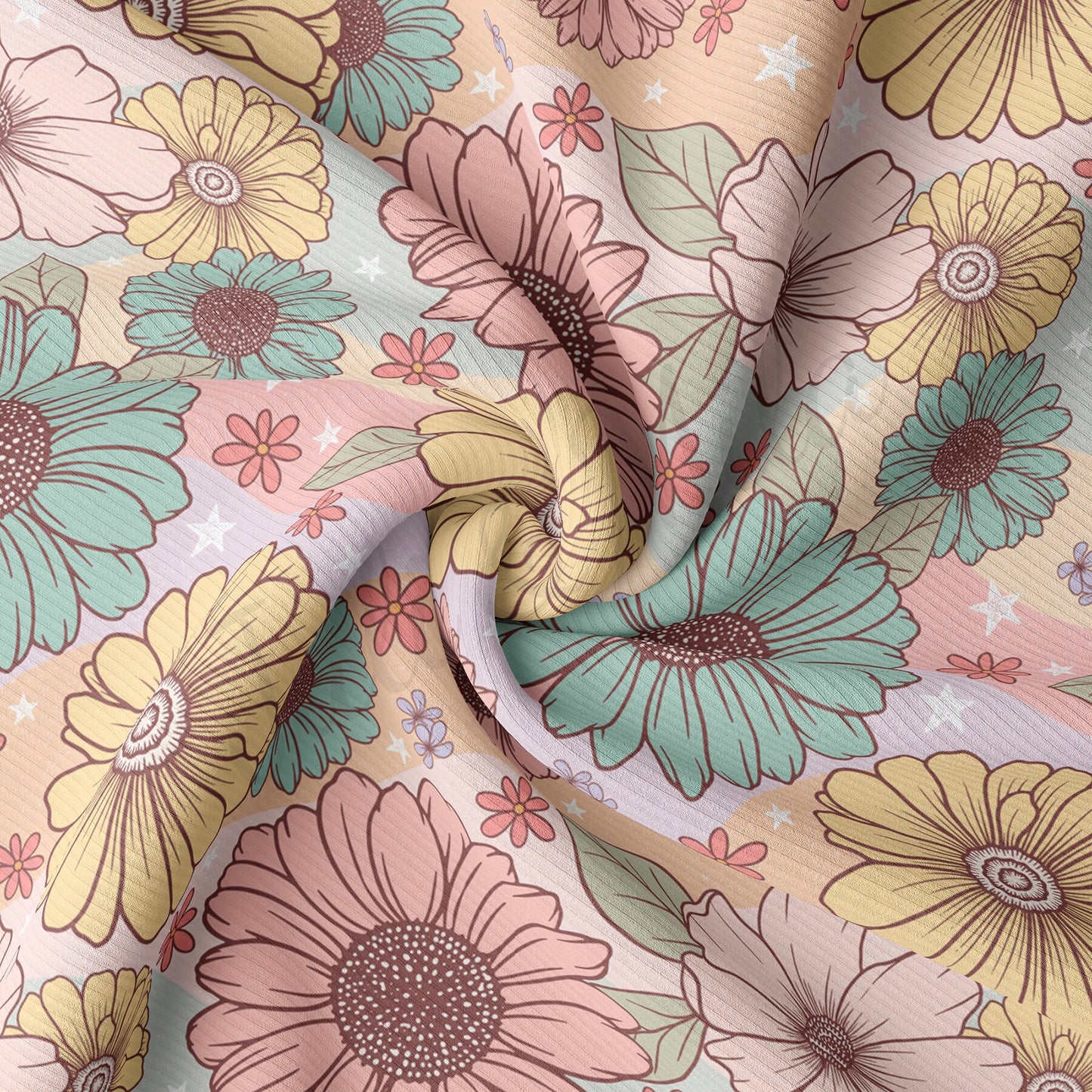 Floral Rib Knit Fabric RBK1637