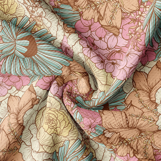 Floral  Bullet Textured Fabric by the yard AA1578