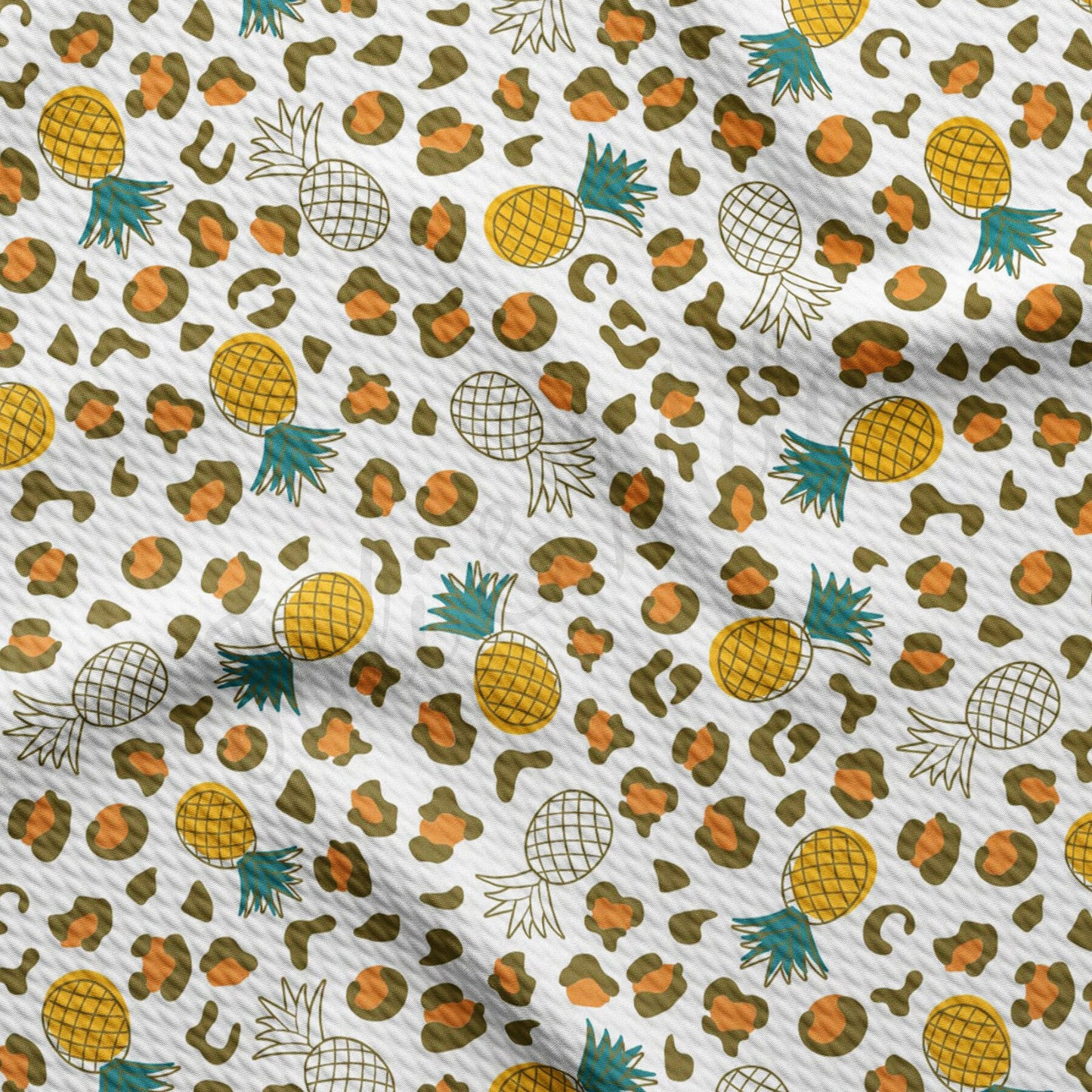 Pineapple Cheetah Leopard Summer  Bullet Textured Fabric by the yard AA1615