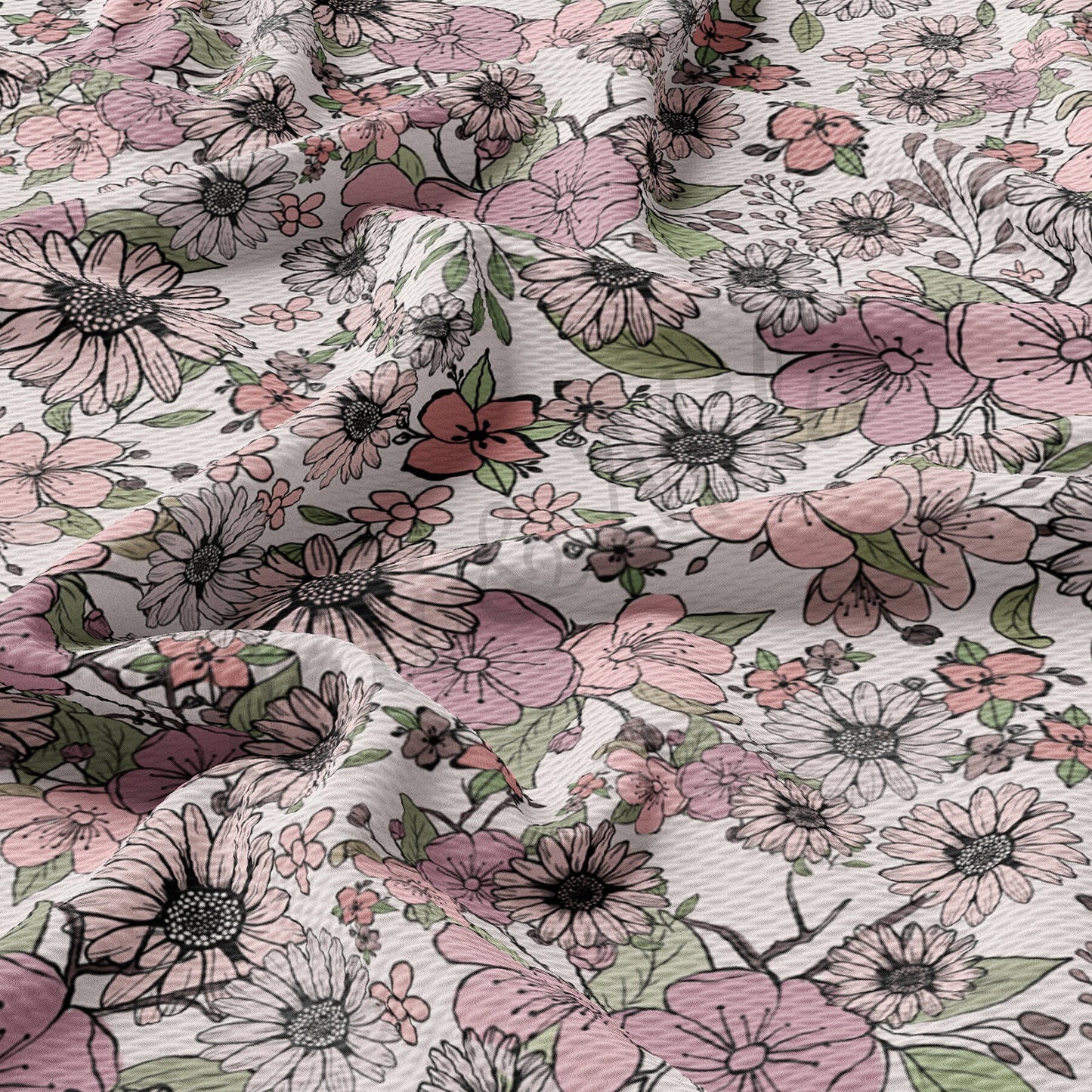 Floral Printed Liverpool Bullet Textured Fabric by the yard AA1617