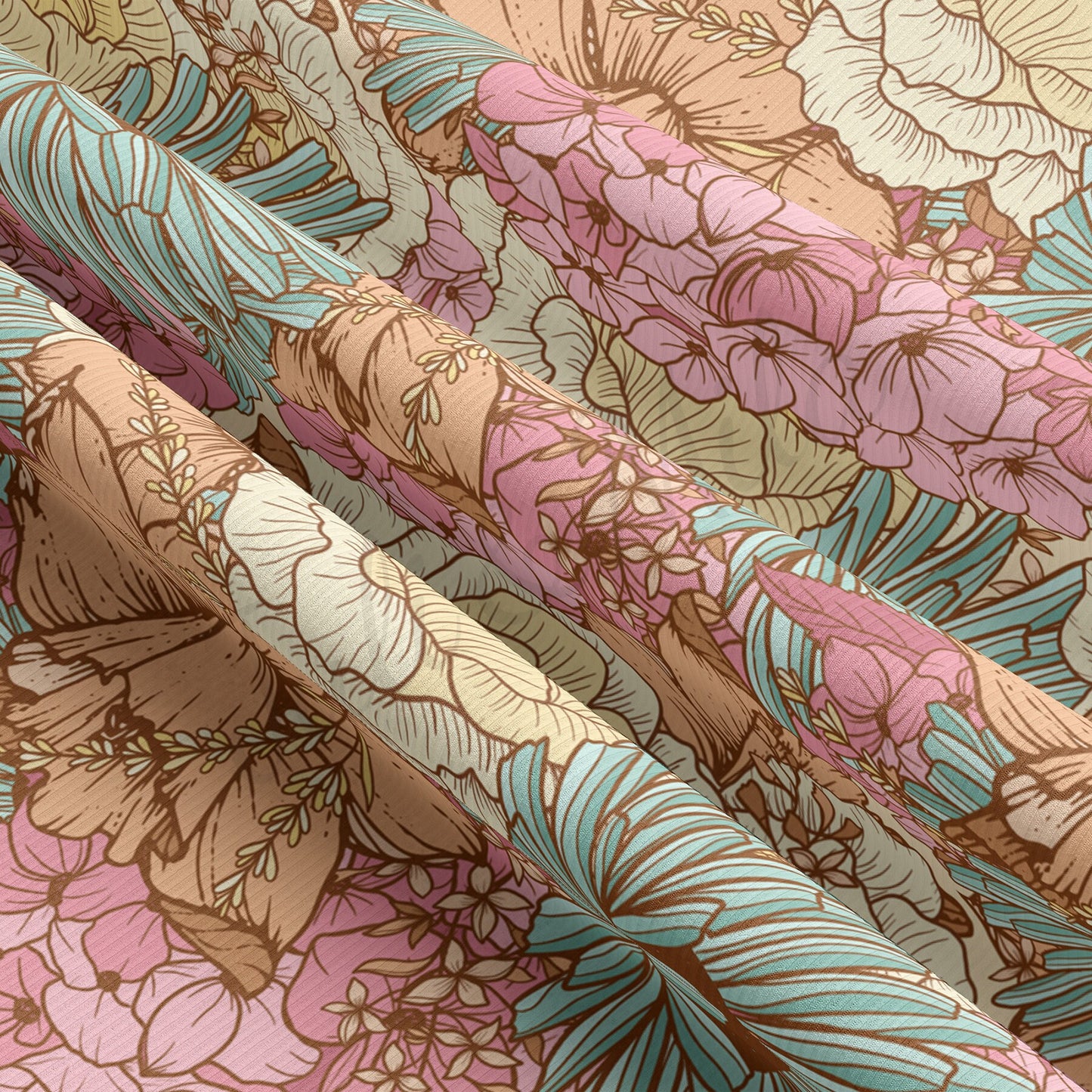 Floral Rib Knit Fabric  RBK1578