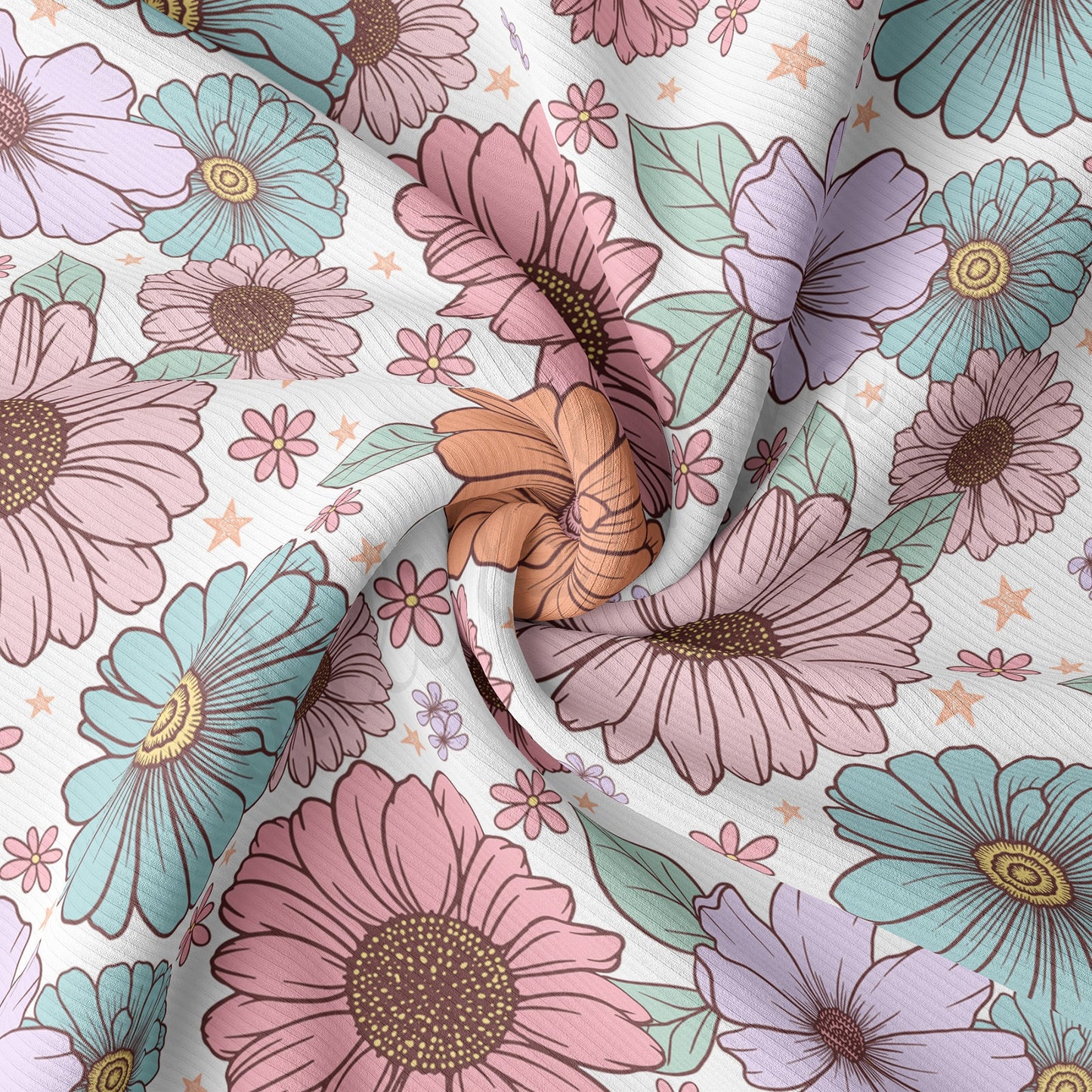 Floral Rib Knit Fabric RBK1581