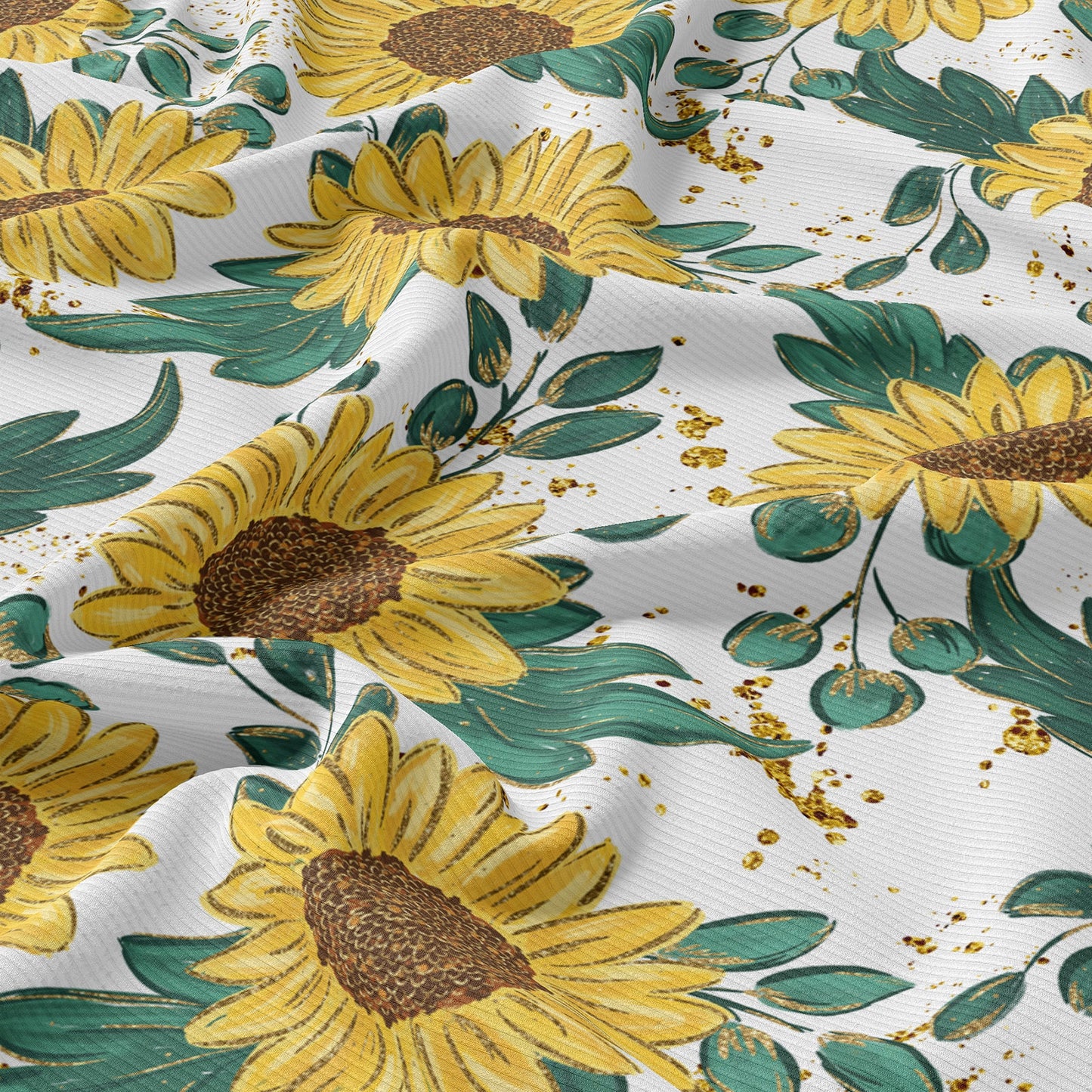 Sunflowers Rib Knit Fabric  RBK1588
