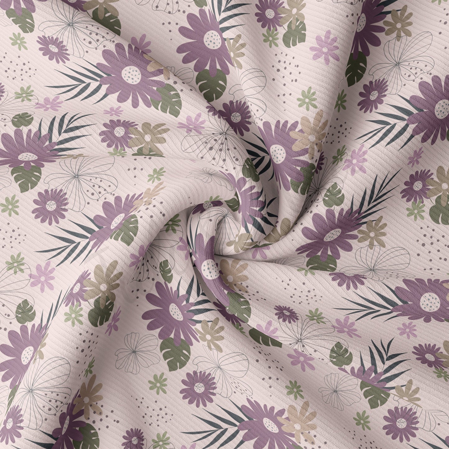 Floral Rib Knit Fabric RBK1636