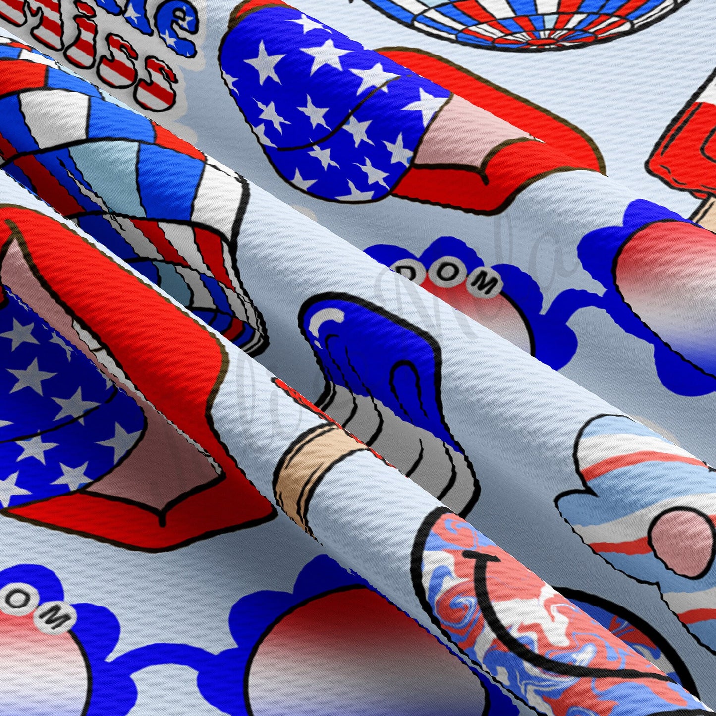 Little Miss Independent Patriotic 4th of July Bullet Textured Fabric AA1680