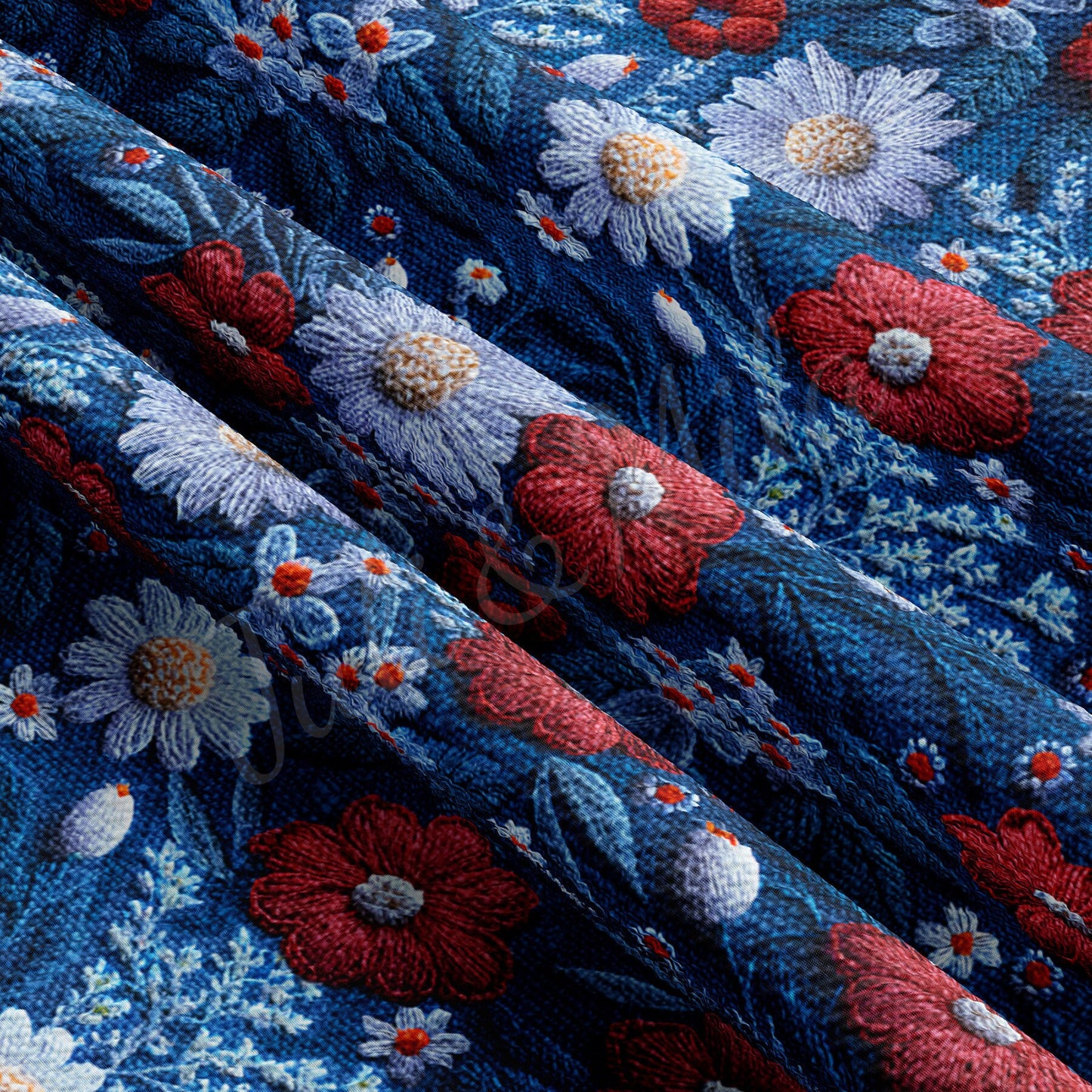 Embroidery 4th of July Patriotic  Bullet Textured Fabric  AA1694