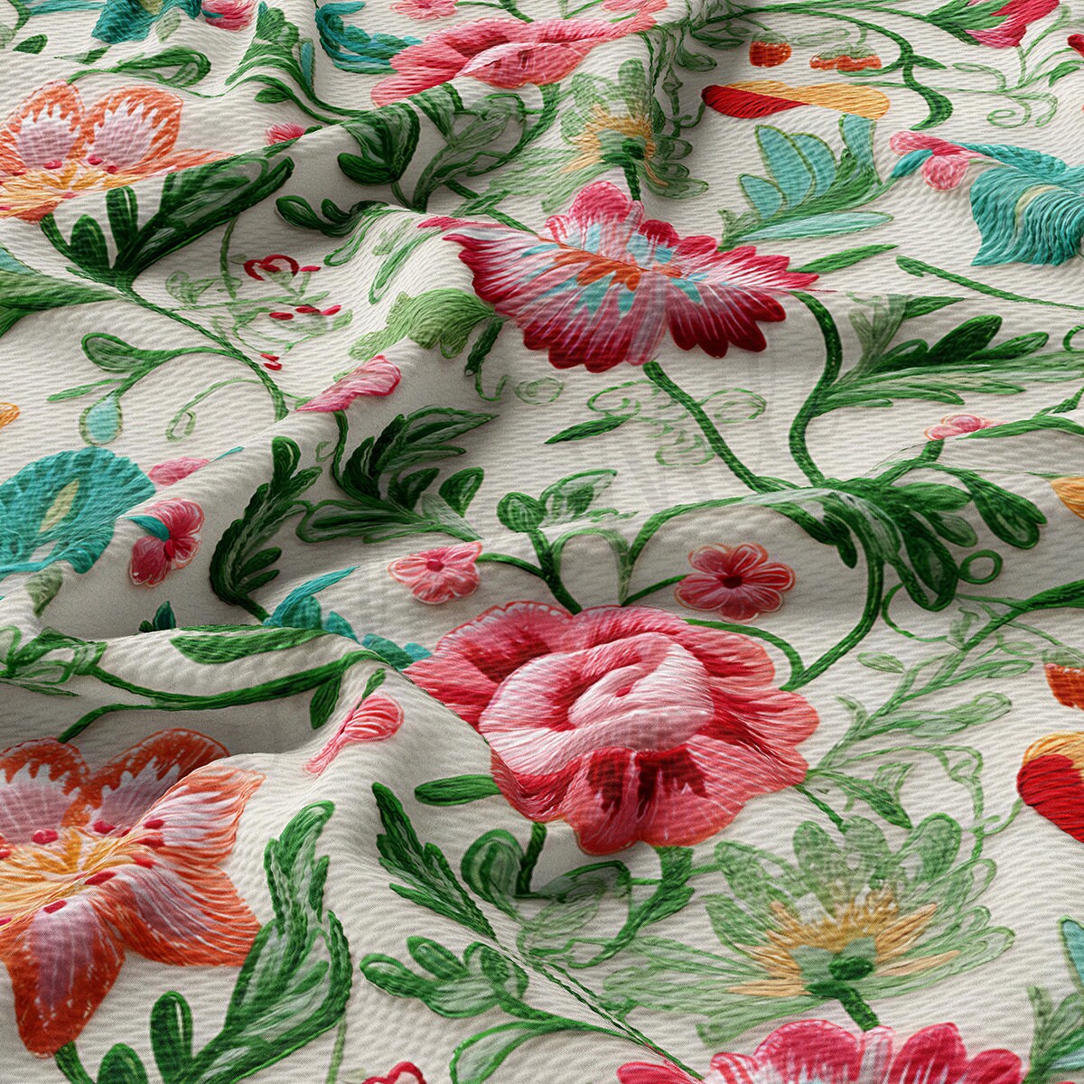 Embroidery Printed Liverpool Bullet Textured Fabric AA1783