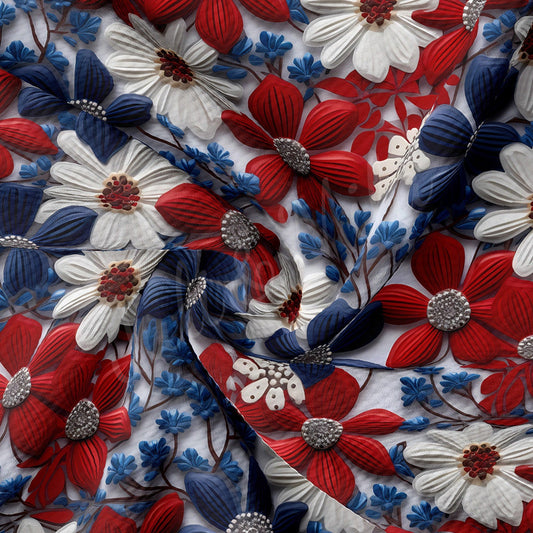 Embroidery Printed Liverpool Bullet Textured Fabric  AA1787