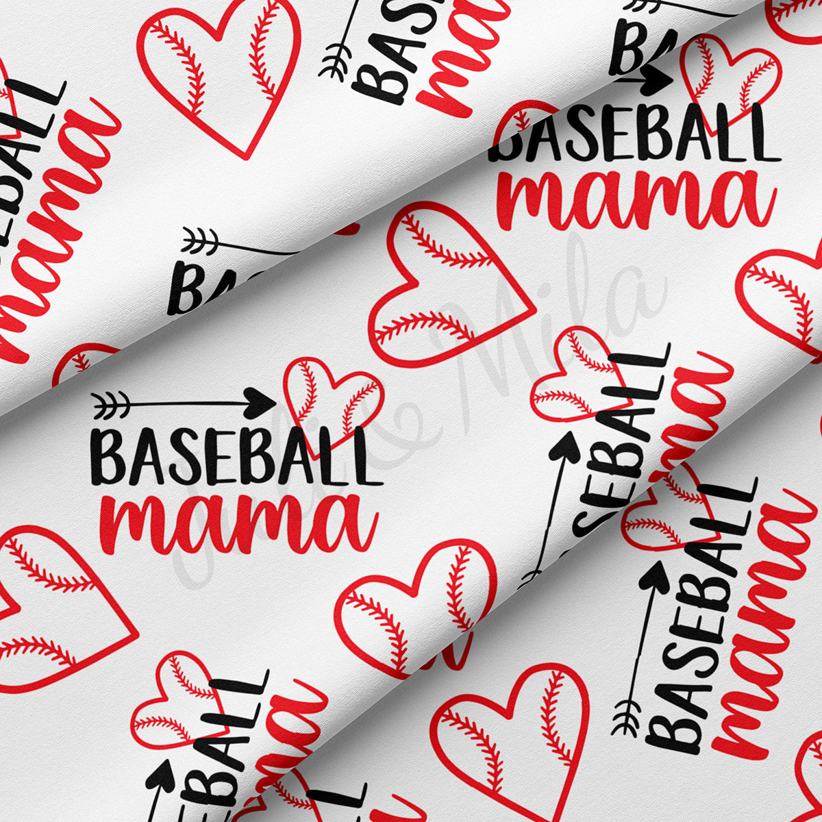 Baseball Mama Double Brushed Polyester Fabric  DBP1779