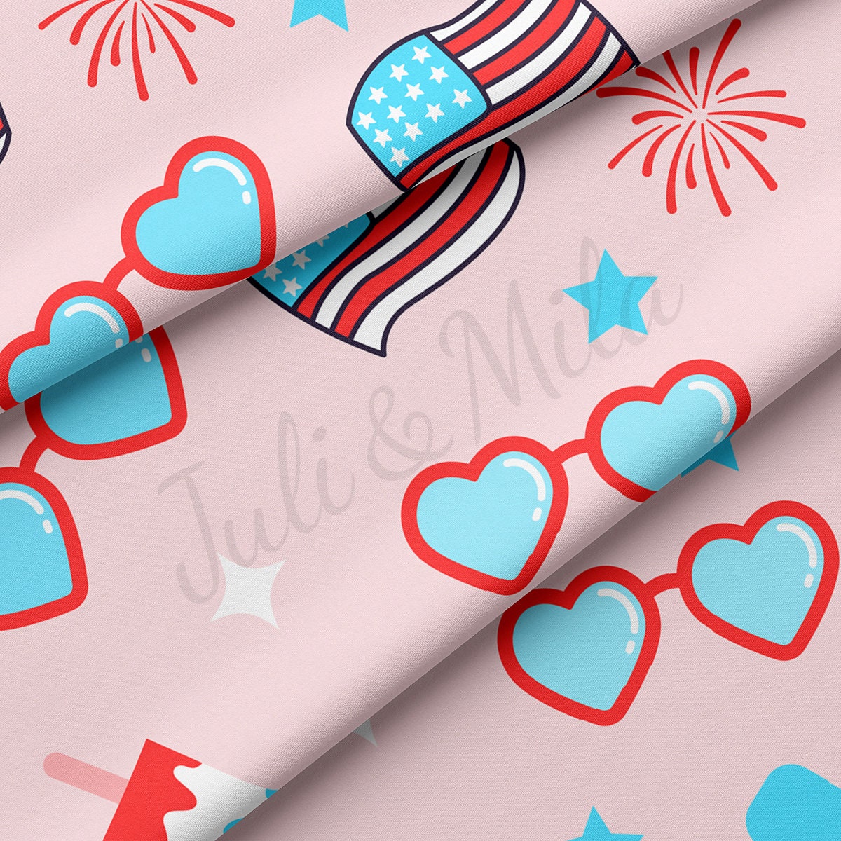 4th of July Patriotic Double Brushed Polyester Fabric DBP1781