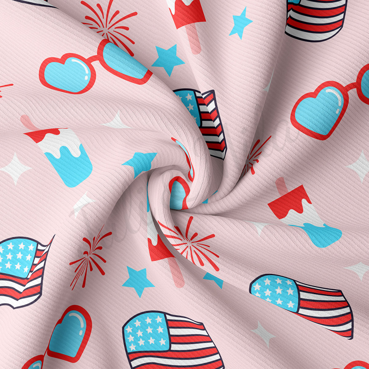 4th of July Patriotic Rib Knit Fabric by the Yard Ribbed Jersey Stretchy Soft Polyester Stretch Fabric 1 Yard  AA1781