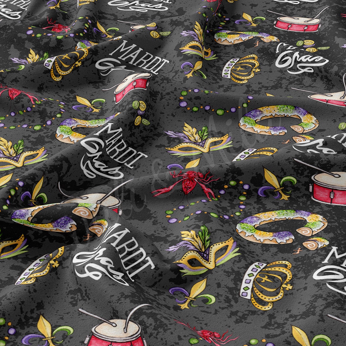 Mardi Gras Double Brushed Polyester Fabric DBP1834
