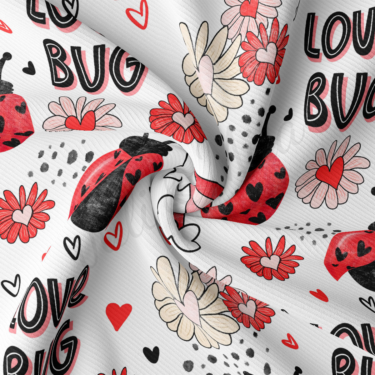 Love Bug Rib Knit Fabric RBK1833