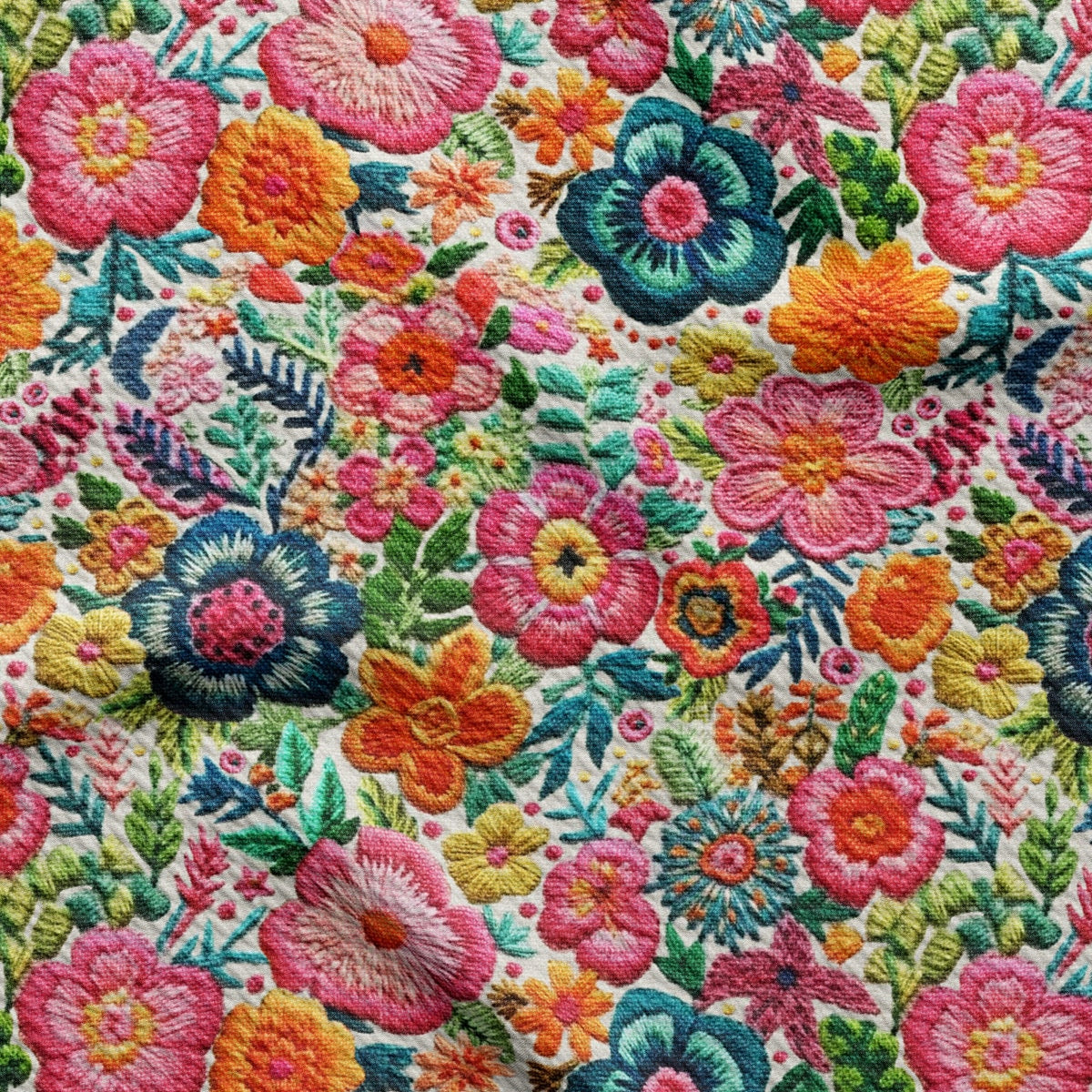 Embroidery Floral Printed Liverpool Bullet Textured Fabric  AA1801