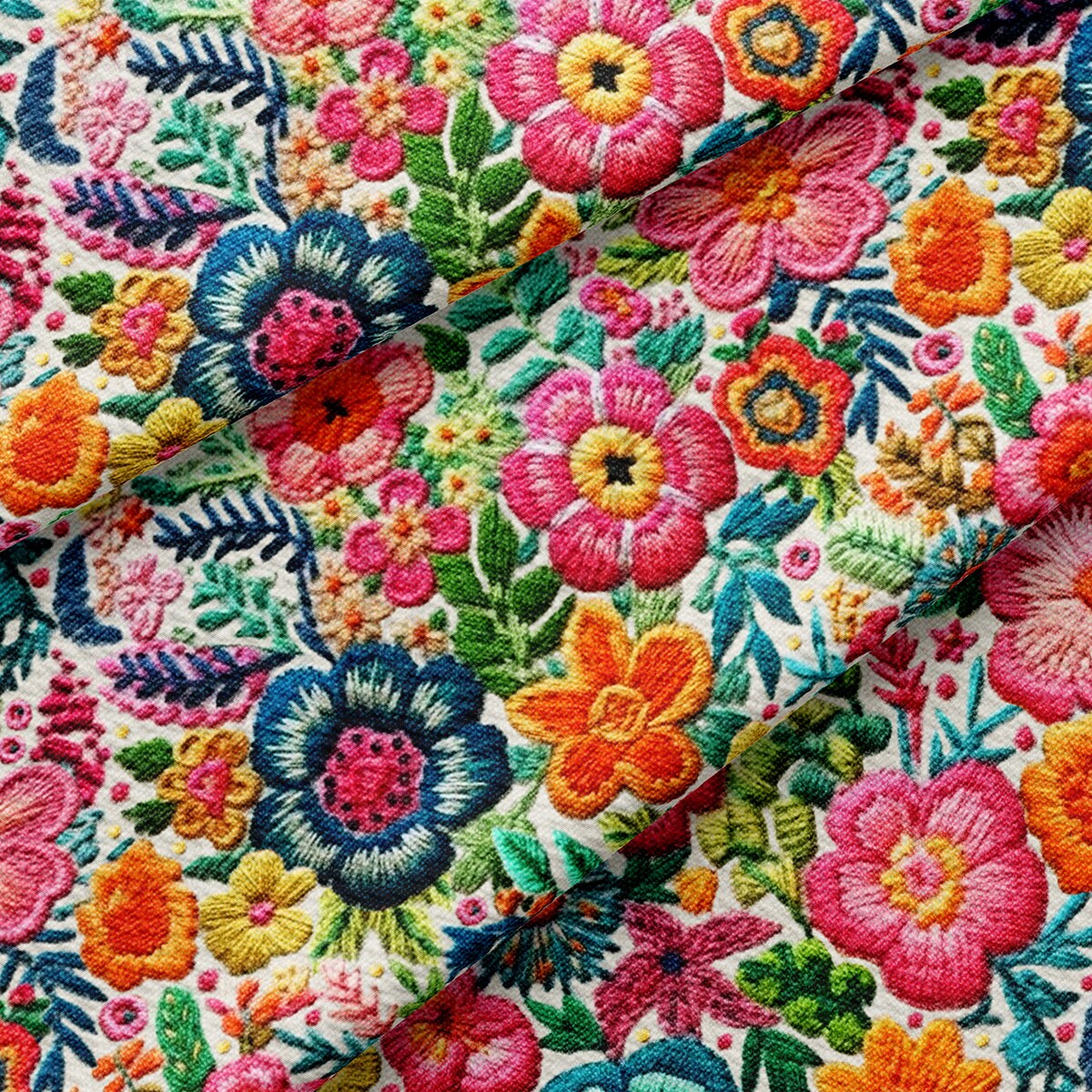 Embroidery Floral Printed Liverpool Bullet Textured Fabric  AA1801