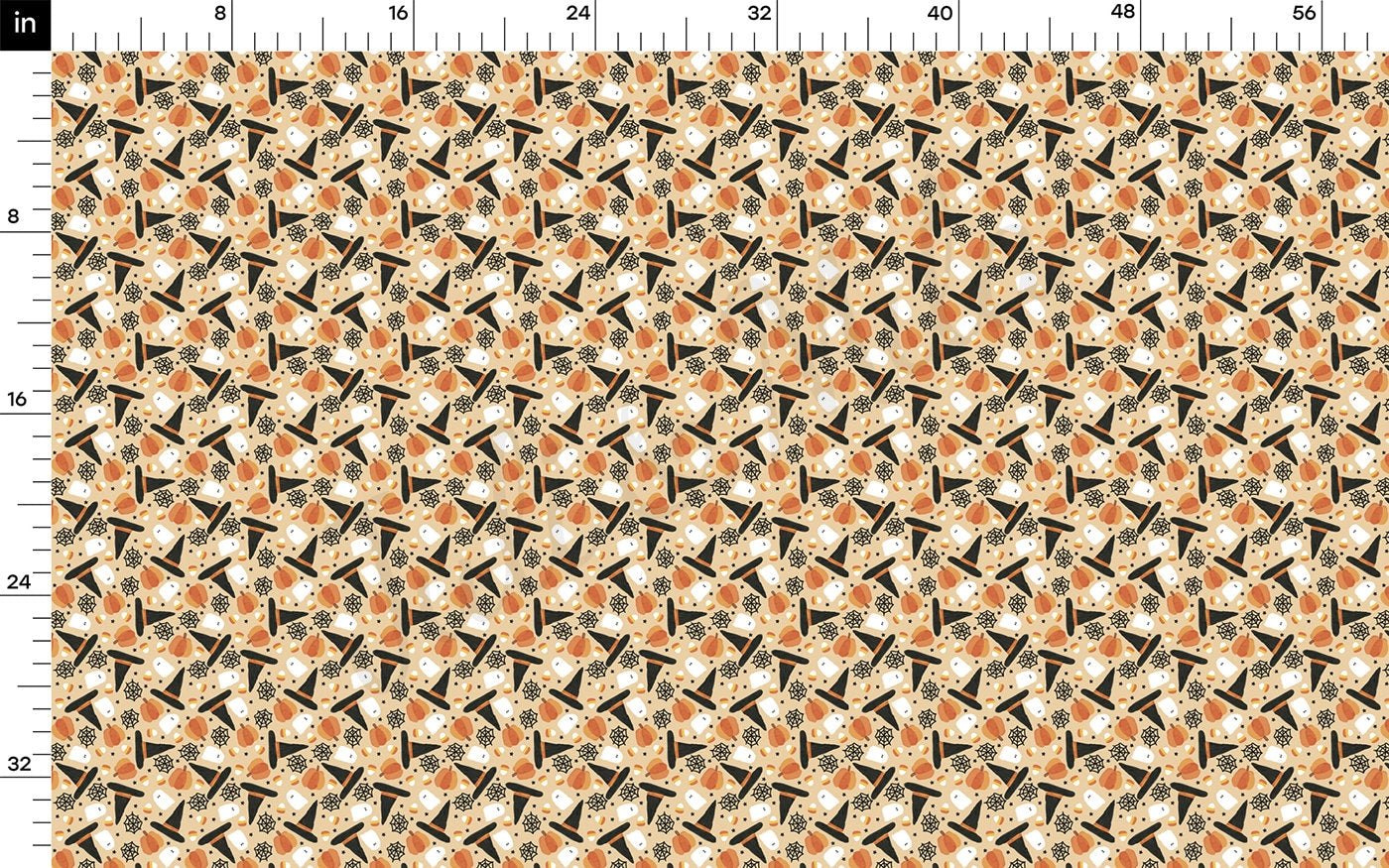 Autumn Fall Halloween Rib Knit Fabric RBK1829