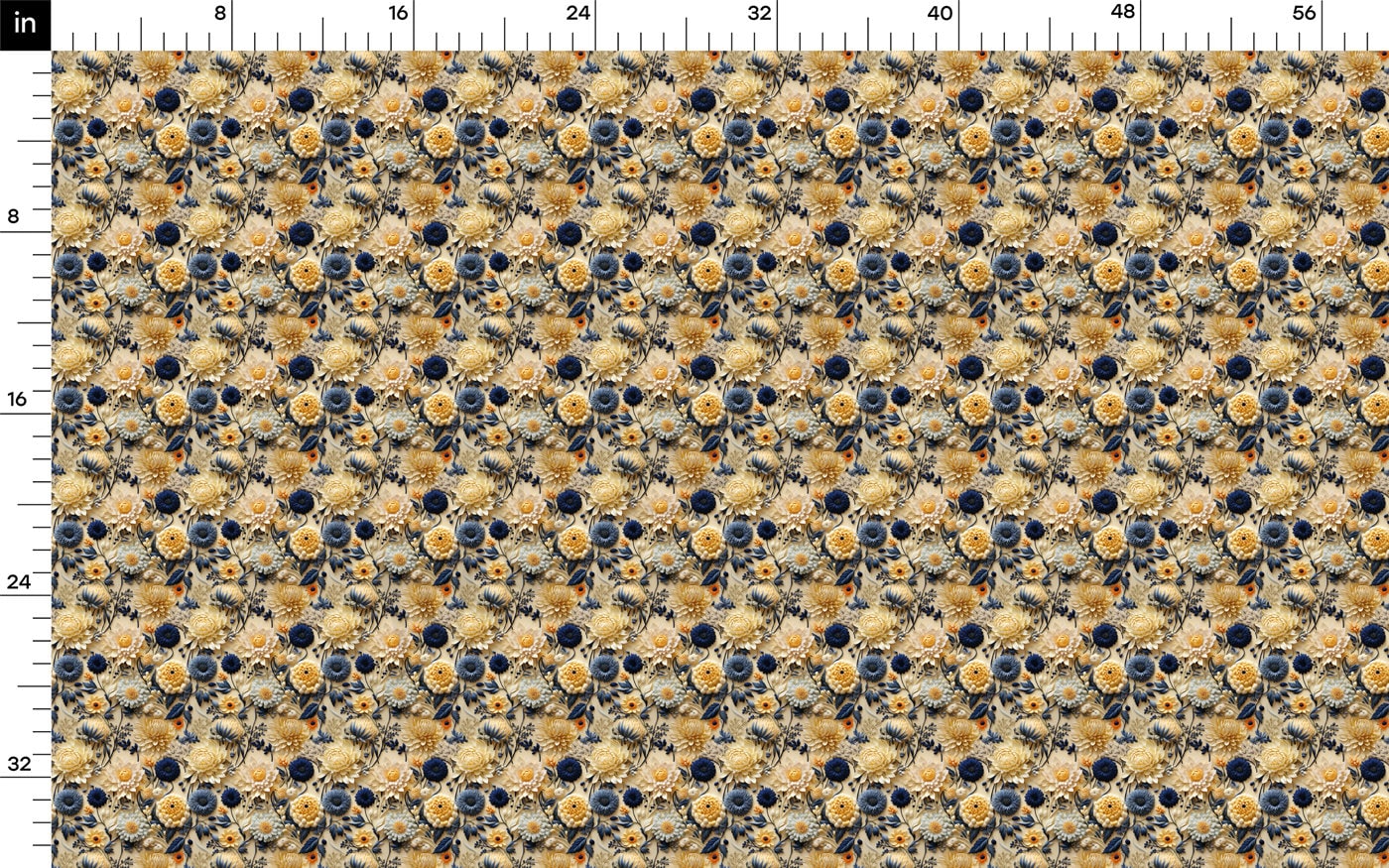 Floral  Bullet Textured Fabric  AA1930 flowers Embroidery