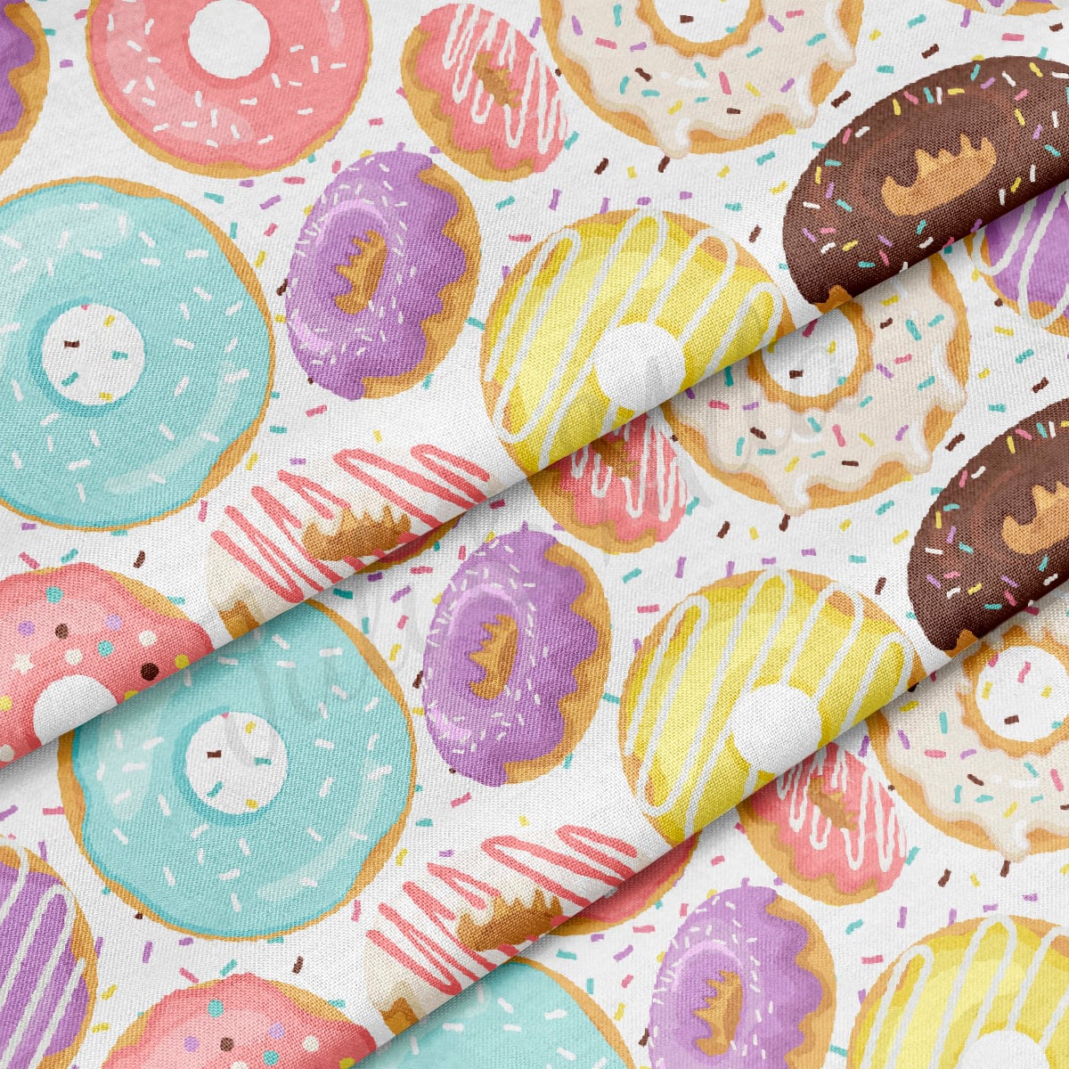 100% Cotton Fabric By the Yard Printed in USA Cotton Sateen -  Cotton Donuts