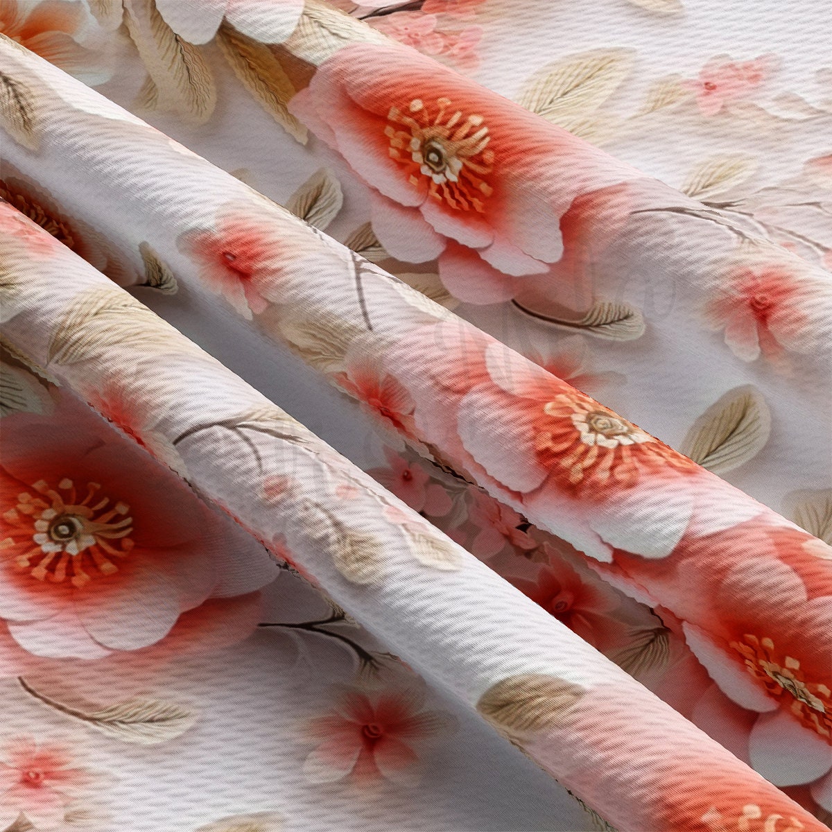 Floral Bullet Textured FabricAA1931  flowers Embroidery