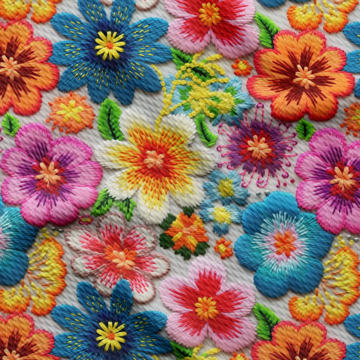 Floral Bullet Textured Fabric  AA1918 flowers Embroidery