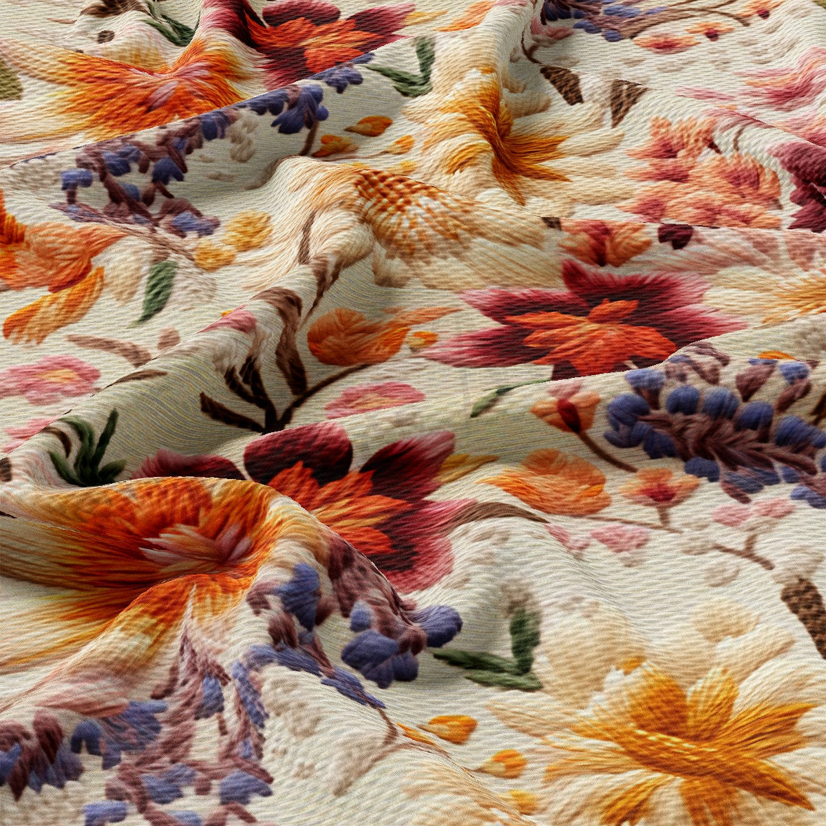 Floral Bullet Textured Fabric  AA1929 flowers Embroidery