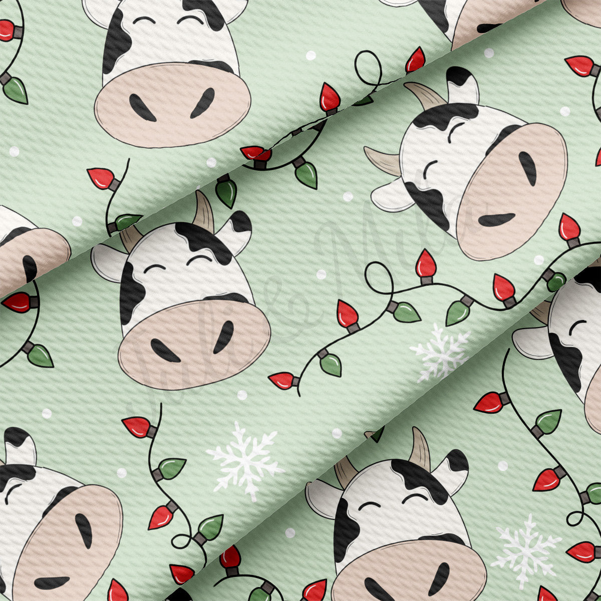 Cow Christmas  Bullet Textured Fabric  AA1903 trees