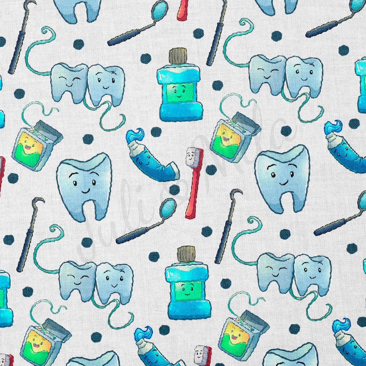 Dentist Hygienist 100% Cotton Fabric CTN1916 dental