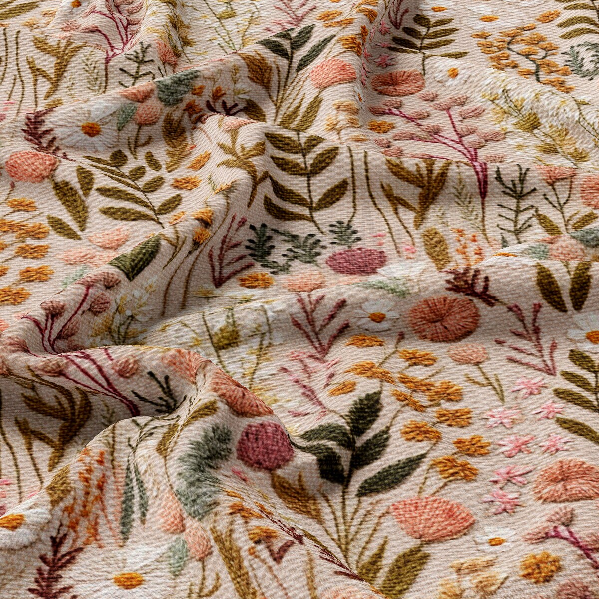 Floral Embroidery Print Floral  Bullet Fabric AA1979