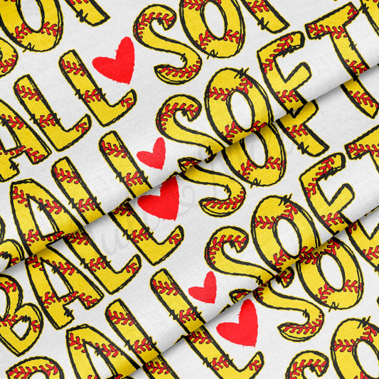 Softball 100% Cotton Fabric By the Yard Printed in USA Cotton Sateen -  Cotton Printed СTN1994 Sport
