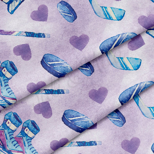 Hockey 100% Cotton Fabric By the Yard Printed in USA Cotton Sateen -  Cotton Printed СTN1983 Sport