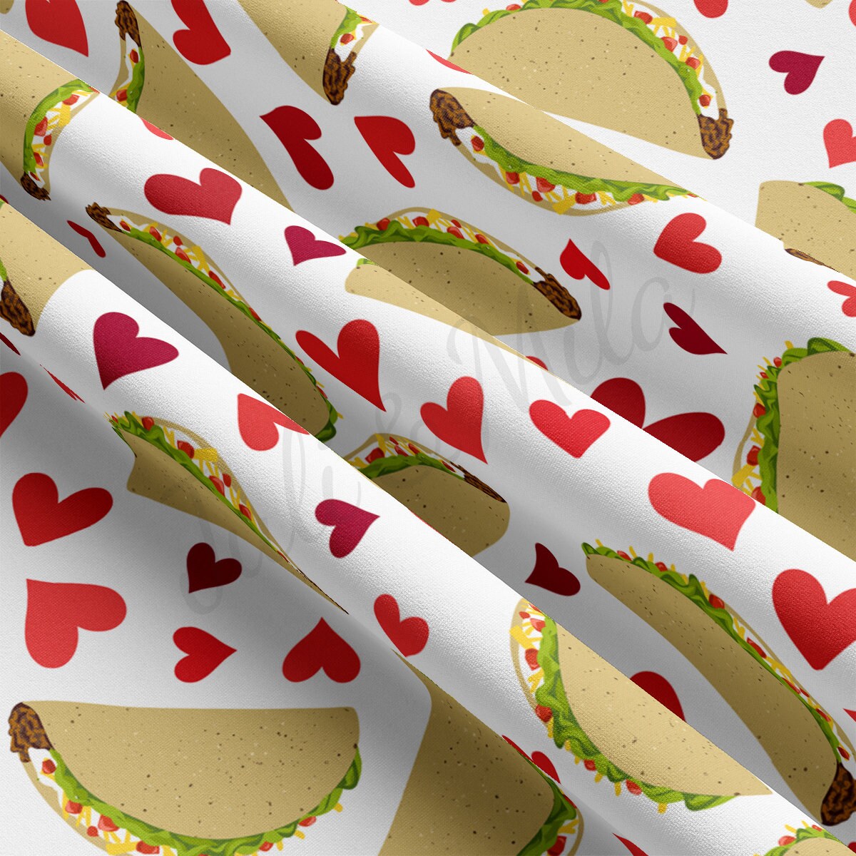 Tacos Valentine&#39;s Day DBP Fabric Double Brushed Polyester Fabric by the Yard DBP Jersey Stretchy Soft Polyester Stretch Fabric DBP1995