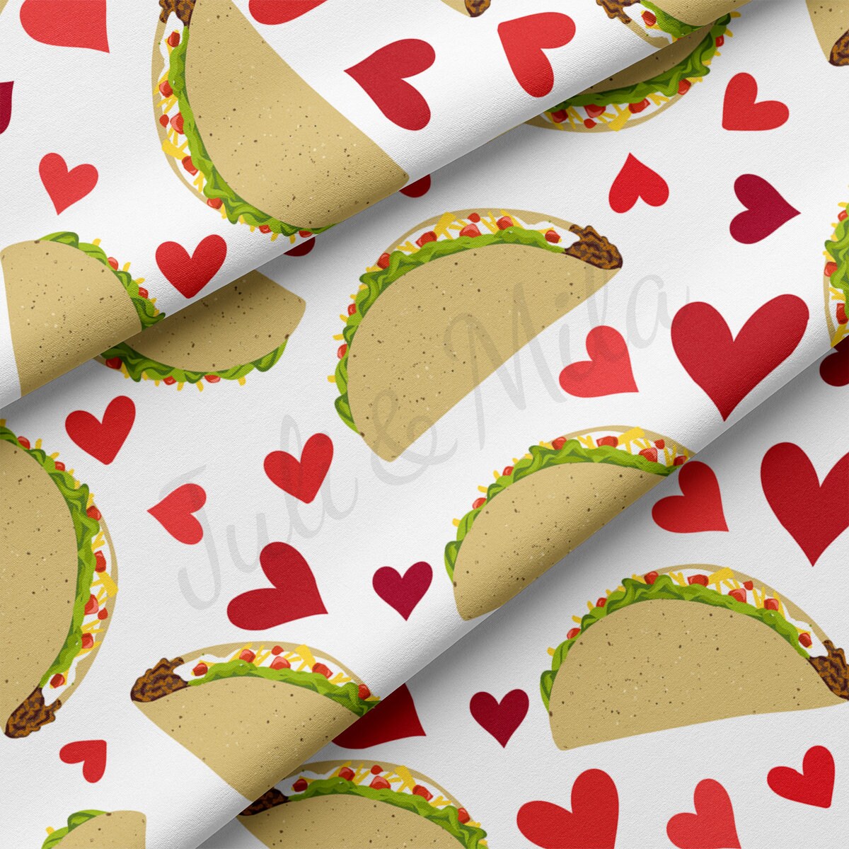 Tacos Valentine&#39;s Day DBP Fabric Double Brushed Polyester Fabric by the Yard DBP Jersey Stretchy Soft Polyester Stretch Fabric DBP1995