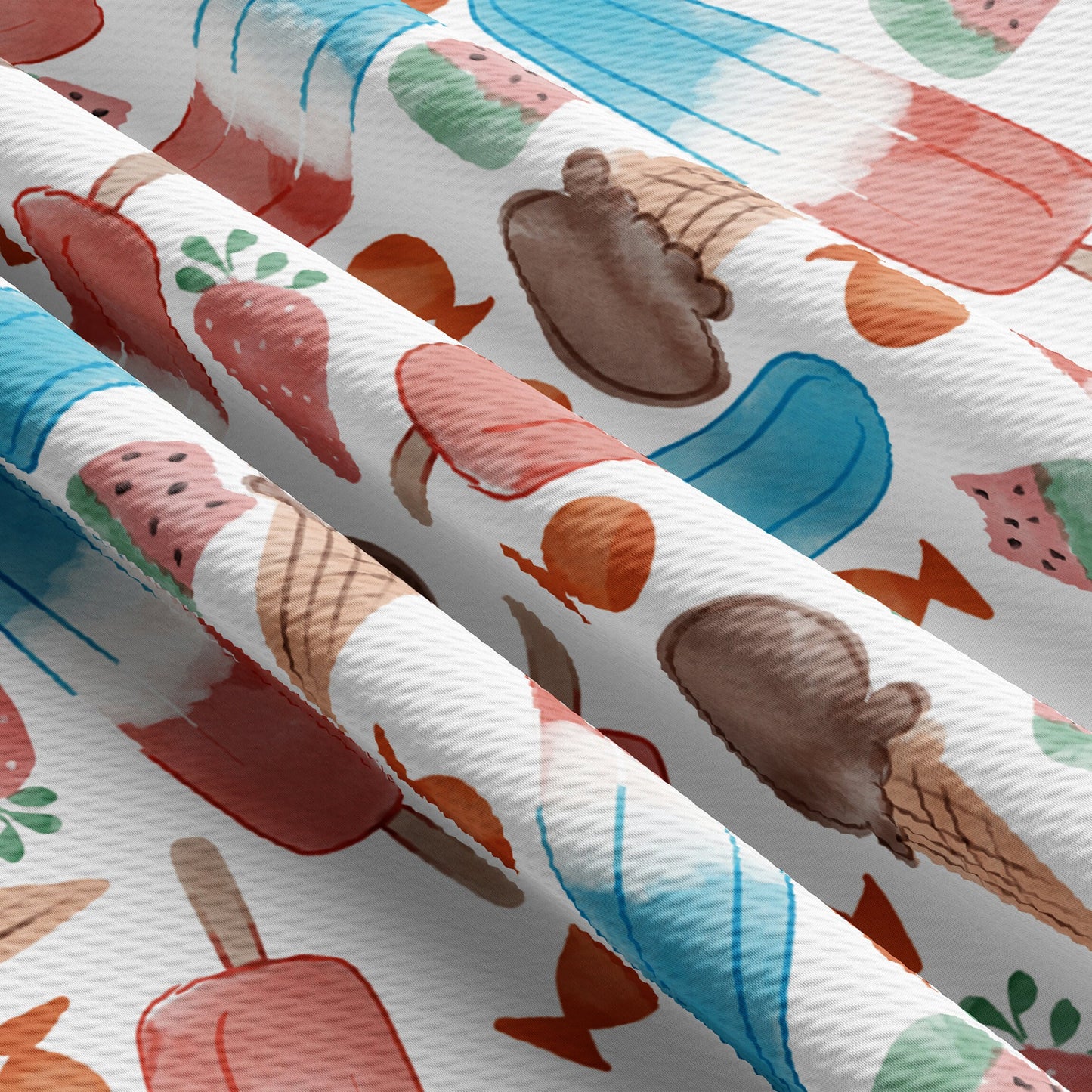 Ice Cream Patriotic 4th of July Liverpool Bullet Textured Fabric by the yard Stretch Fabric PT98