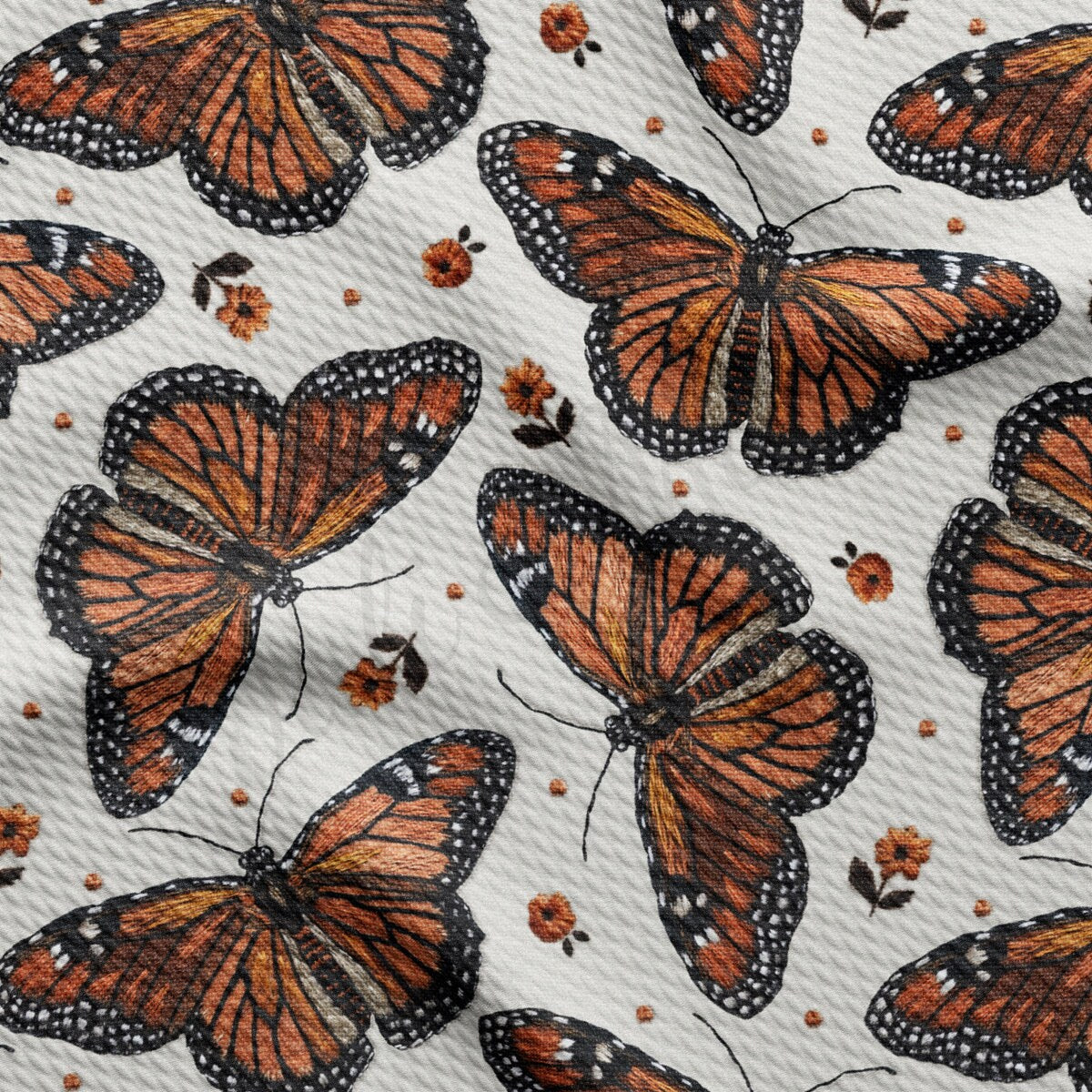 Butterfly Embroidery  Bullet Textured Fabric by the yard Fabric AA1978